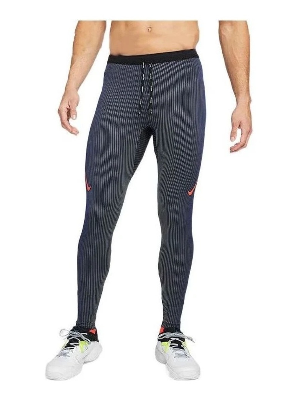 Nike Men's Dri-FIT ADV AeroSwift Racing Tights Striped Black Blue Size XL